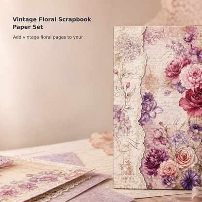 160-Piece Vintage Floral Junk Journal Paper Set