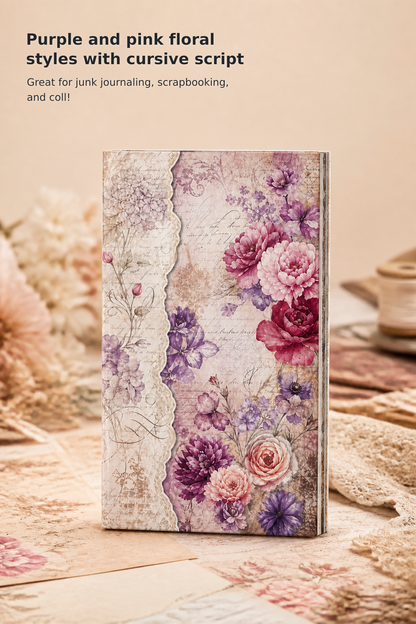 160-Piece Vintage Floral Junk Journal Paper Set