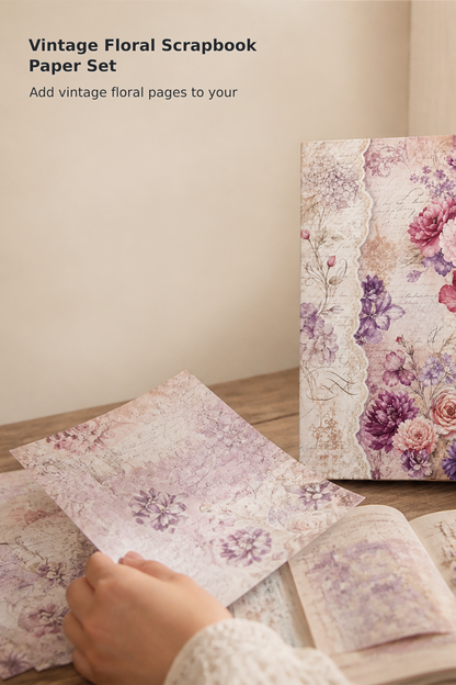 160-Piece Vintage Floral Junk Journal Paper Set